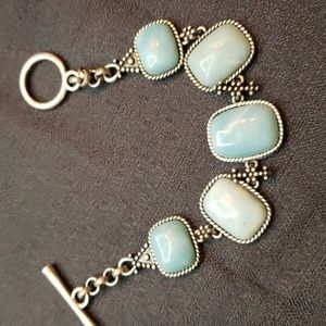 Lucky Brand Blue Cabochon Stone Pave Link Line Bracelet